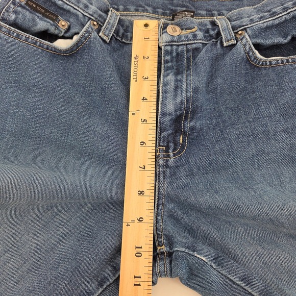 New York & Co NY Jeans Low Rise Flare Tall Womens Size 6 Blue Denim Minimalist - Picture 4 of 10